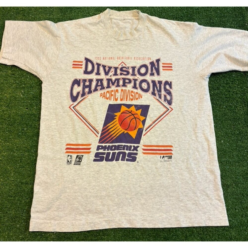 Vintage Phoenix Suns shirt mens large gray purple locker line playoffs 1990s